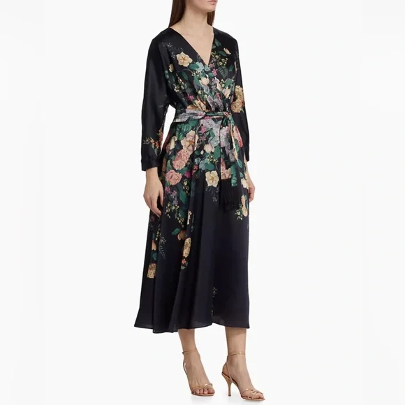 Teri Jon Floral Maxi Dress with Sleeves Size 10 - Picture 3 of 8